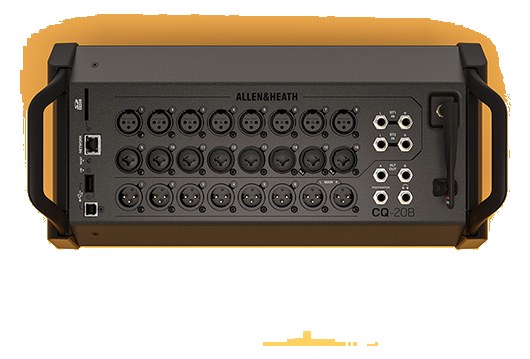 Allen & Heath CQ-20B — connector panel with XLR inputs, outputs and network