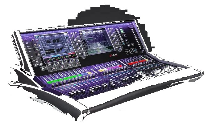 Allen & Heath dLive S5000 Surface — three-quarter view of the dual-screen 28-fader surface