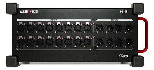 Allen & Heath DT168 Stage Box — front panel with XLR inputs and outputs