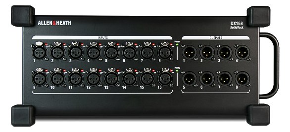 Allen & Heath DX168 Stage Box — front panel with XLR inputs and outputs