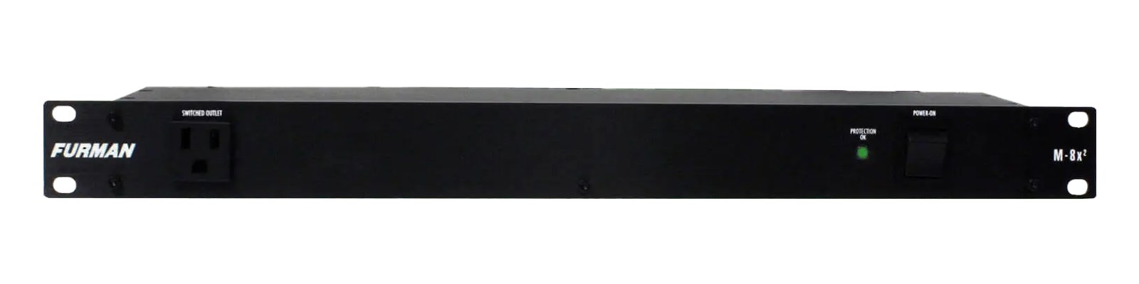 Furman M-8x2 — plain 1U front panel with switched outlet and protection LED