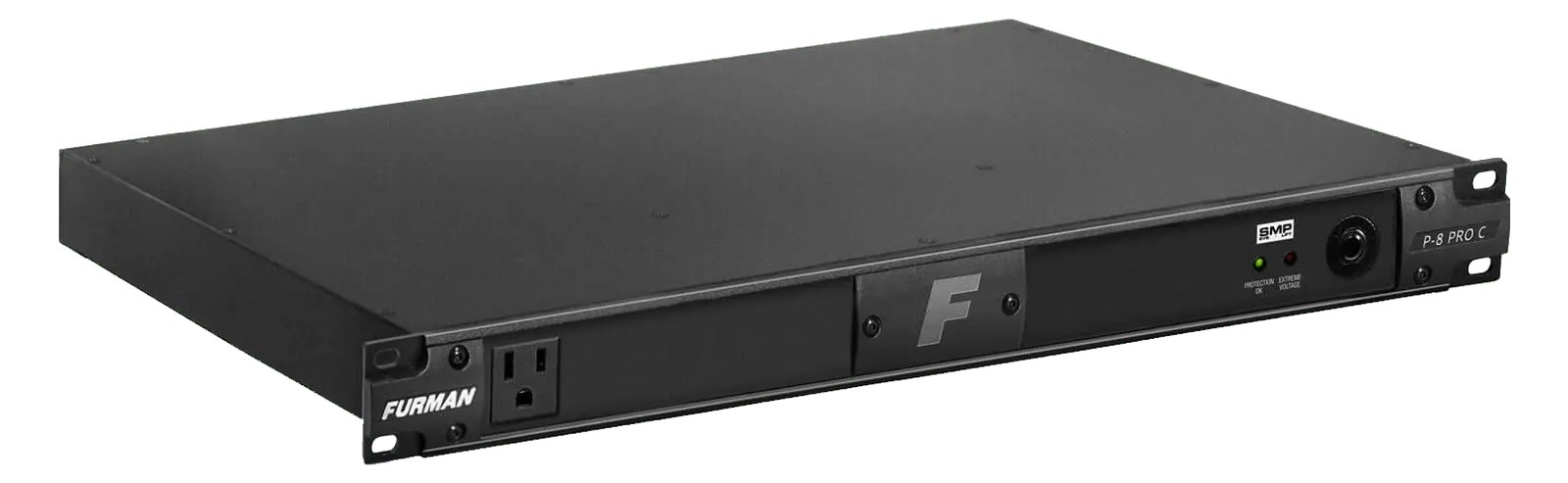 Furman P-8 PRO C — 1U three-quarter view with front outlet and SMP badge