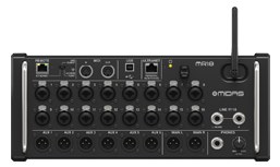 Midas MR18 — top face with sixteen combo inputs, Ultranet port and Wi-Fi antenna