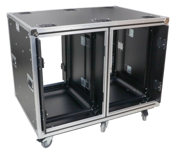 ProX XS-SLAM2X16U24 dual 16U enclosure, open angled view
