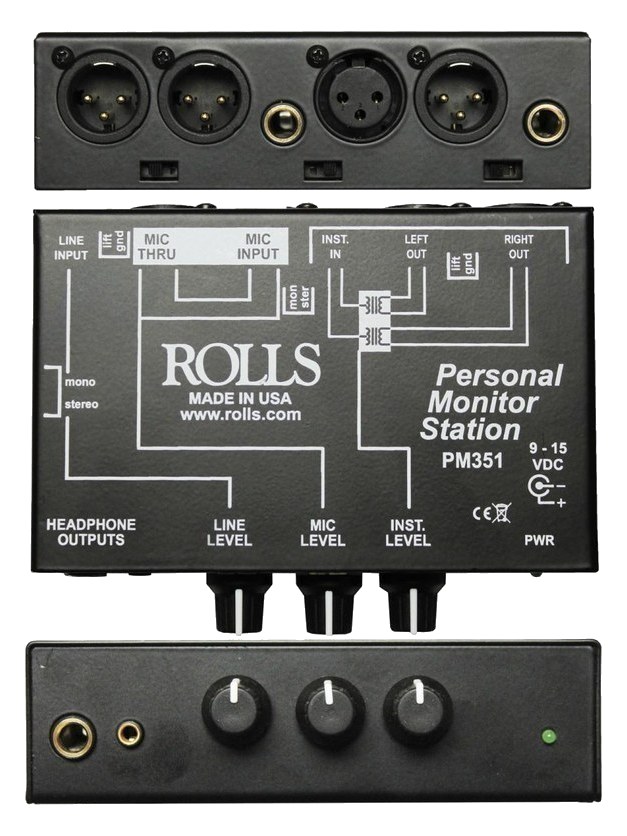 Rolls PM351 Personal Monitor Station — top routing diagram with both end panels shown