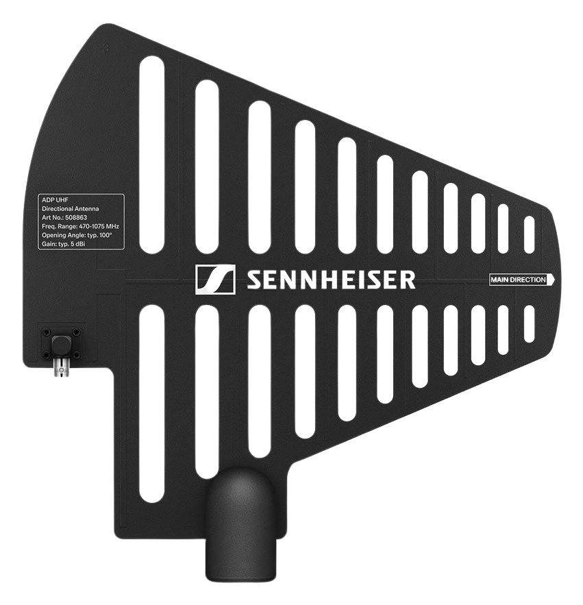 Sennheiser ADP UHF passive directional antenna — front, spec panel visible