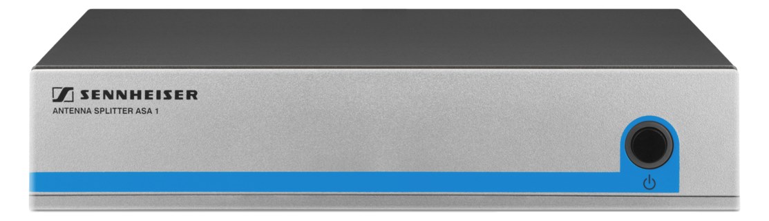 Sennheiser ASA 1 antenna splitter — front panel with blue trim and power button