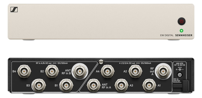 Sennheiser EW-D ASA active splitter — front panel plus rear BNC field