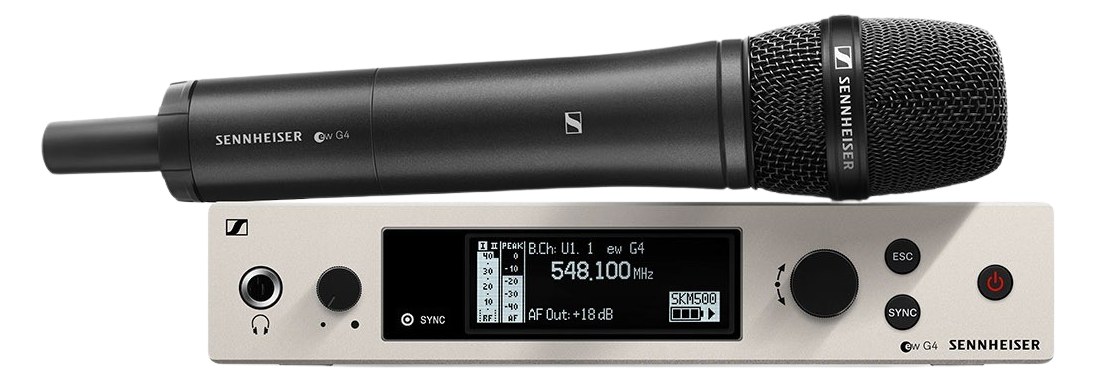 Sennheiser EW 500 G4-935 Wireless Mic — rack receiver with handheld transmitter