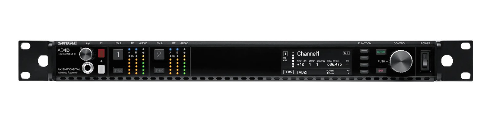 Shure AD4D Axient Digital Dual Receiver — front panel
