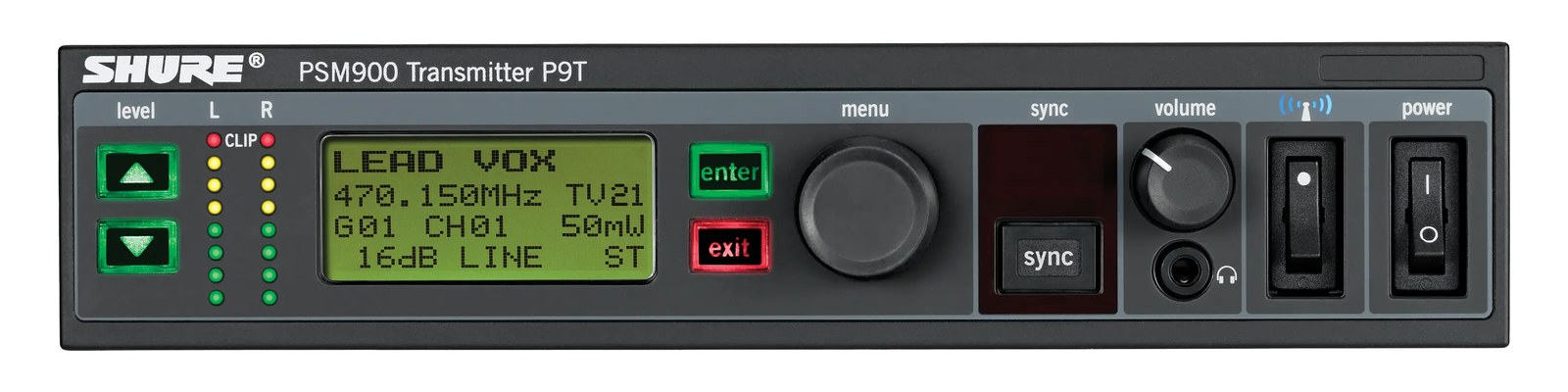Shure PSM900 Transmitter — front panel
