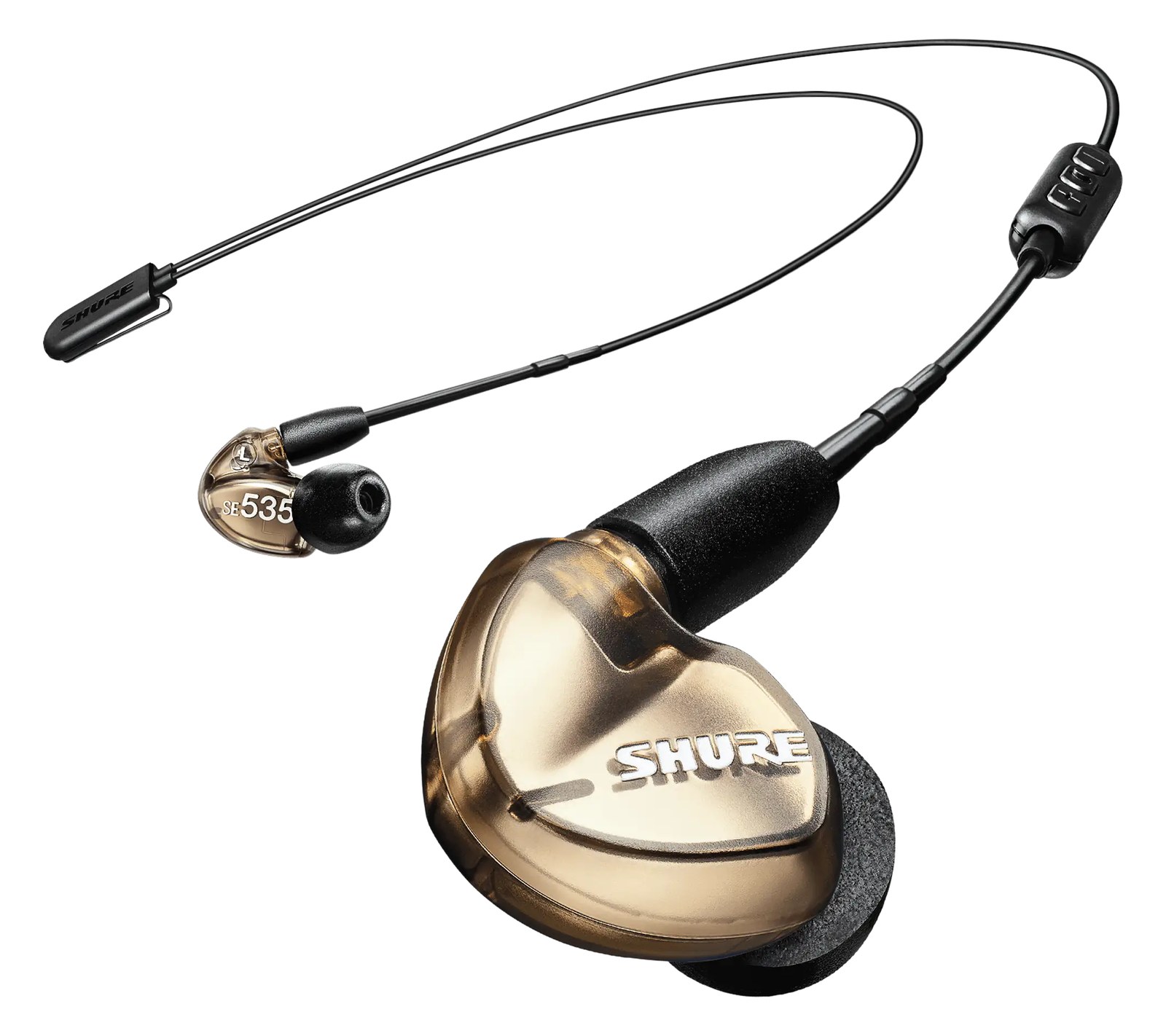 Shure SE535 IEM Earphones — bronze finish, over-ear cable