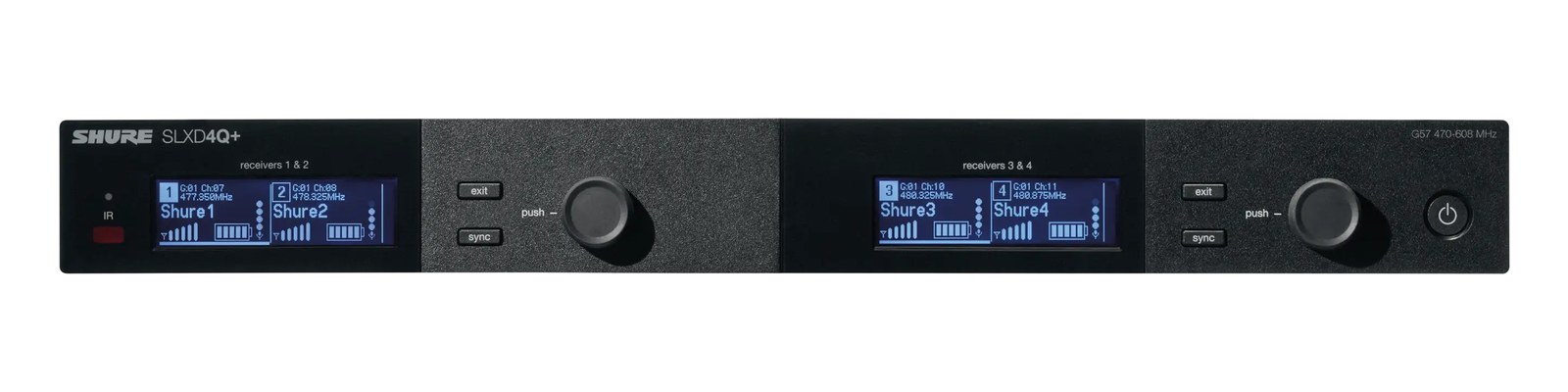 Shure SLXD4Q Quad Receiver — front panel