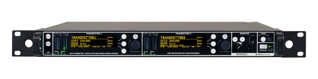 Wisycom MTK952 Dual Transmitter — front panel
